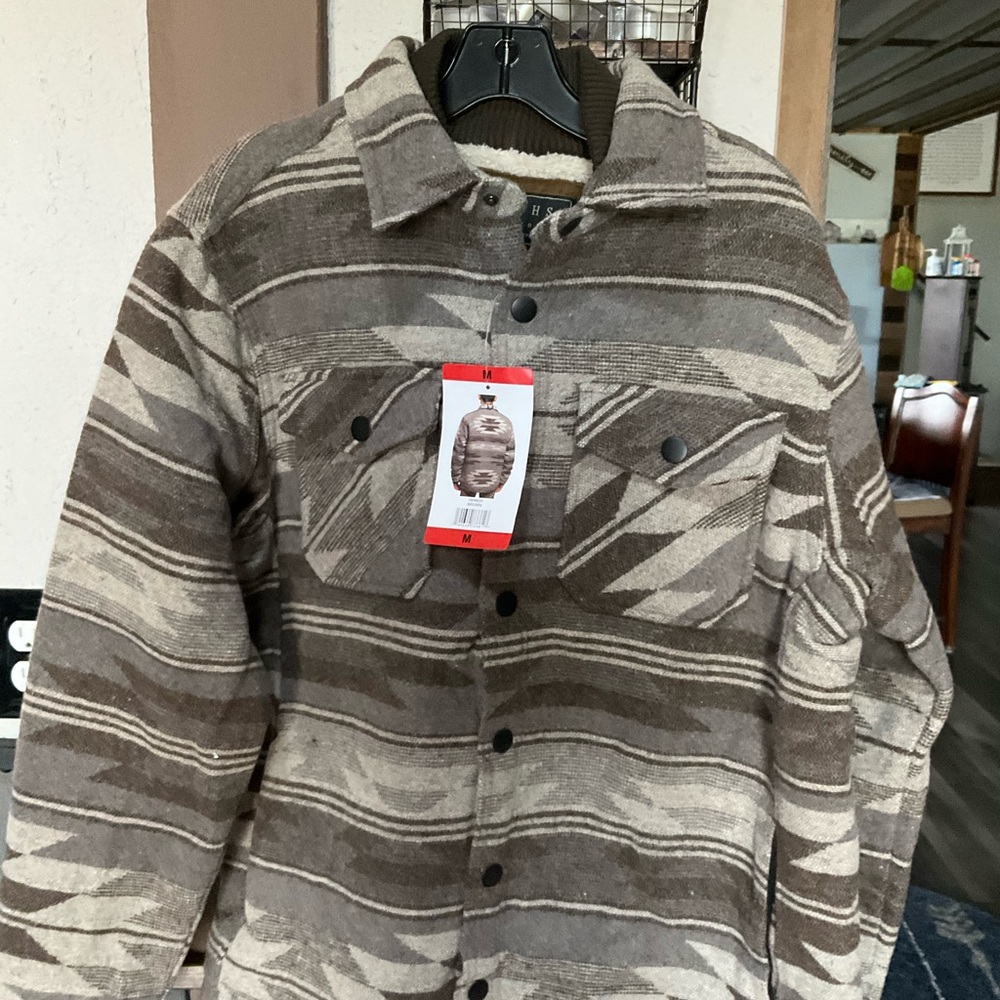 Jachs Men's Brown & Cream Patterned Shirt Jacket